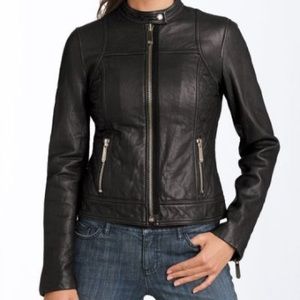 MICHAEL KORS Quilted Leather Moto Jacket, Sz S